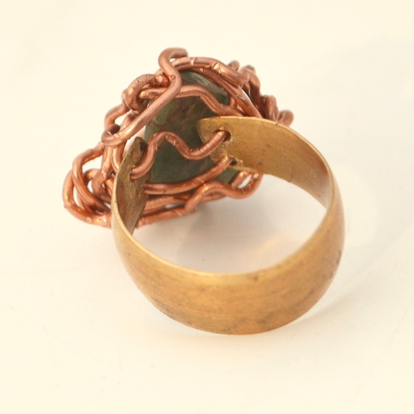 Genuine Raw Emerald Gemstone Copper Ring Custom - Picture 4 of 4